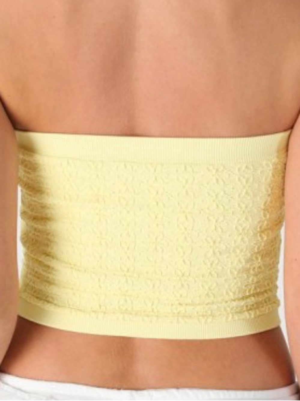 NWT Nikibiki Floral Lace Tube Top Pale Banana Yellow Crop Cropped Strapless - Picture 8 of 8
